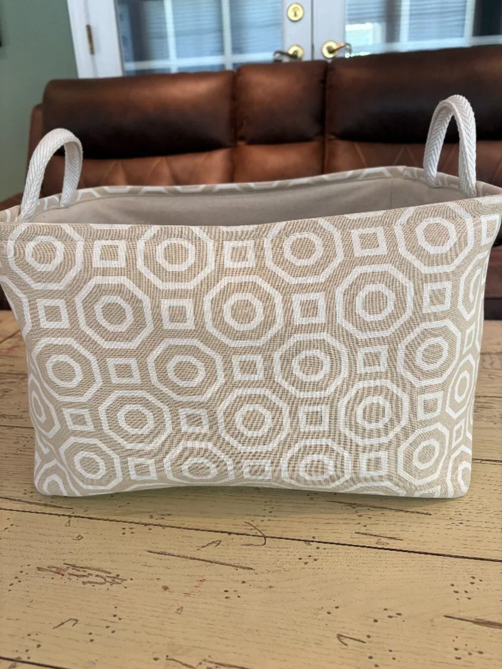 Canvas Printed Storage Basket with Handles